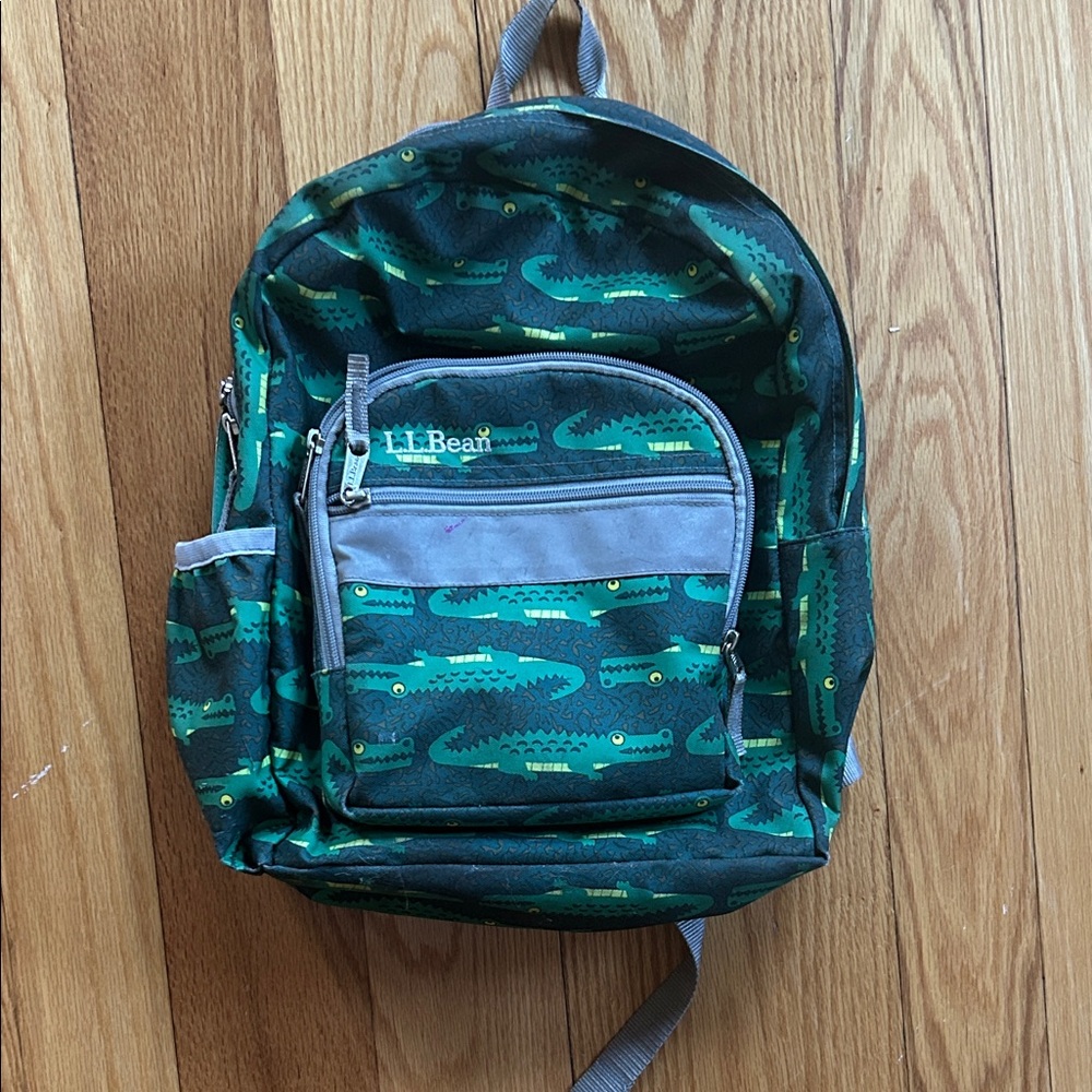 L.L. Bean Alligator Print Backpack in Green